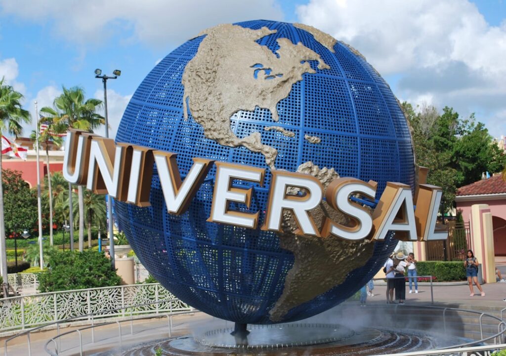 blue and brown Universal studios decor